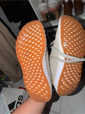 NOBULL Beige Knit Sneakers with Orange Outsoles
